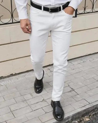 TENGINE Plaid Pants for Men, Mens Skinny Stretch Slim fit Chinos Golf Business Dress Casual Pants - 2