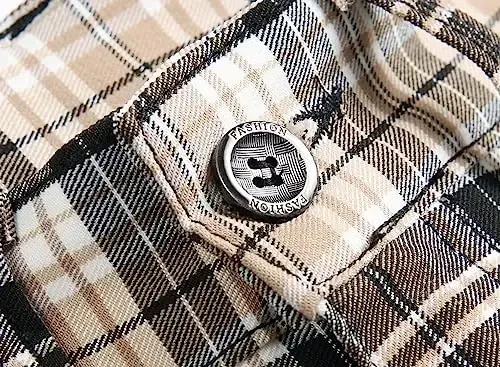 TENGINE Plaid Pants for Men, Mens Skinny Stretch Slim fit Chinos Golf Business Dress Casual Pants - 4