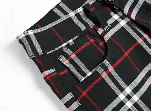 TENGINE Plaid Pants for Men, Mens Skinny Stretch Slim fit Chinos Golf Business Dress Casual Pants - 4