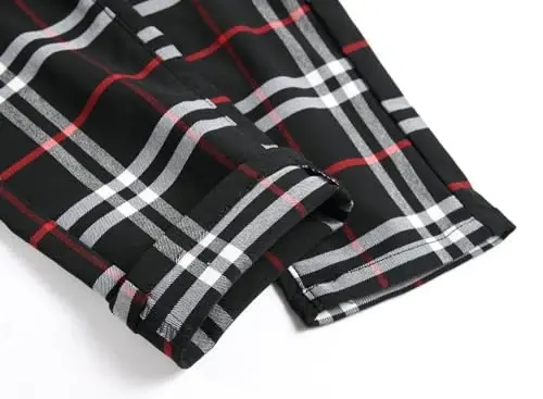 TENGINE Plaid Pants for Men, Mens Skinny Stretch Slim fit Chinos Golf Business Dress Casual Pants - 6