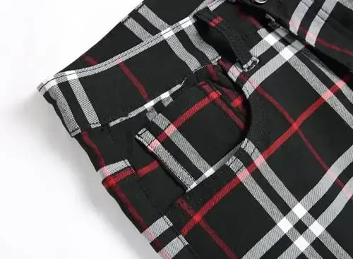 TENGINE Plaid Pants for Men, Mens Skinny Stretch Slim fit Chinos Golf Business Dress Casual Pants - 4