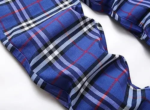 TENGINE Plaid Pants for Men, Mens Skinny Stretch Slim fit Chinos Golf Business Dress Casual Pants - 4