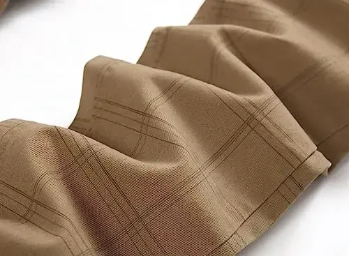 TENGINE Plaid Pants for Men, Mens Skinny Stretch Slim fit Chinos Golf Business Dress Casual Pants - 4