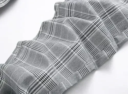 TENGINE Plaid Pants for Men, Mens Skinny Stretch Slim fit Chinos Golf Business Dress Casual Pants - 3