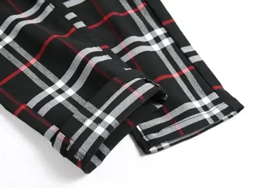 TENGINE Plaid Pants for Men, Mens Skinny Stretch Slim fit Chinos Golf Business Dress Casual Pants - 6