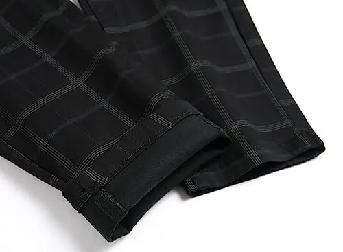 TENGINE Plaid Pants for Men, Mens Skinny Stretch Slim fit Chinos Golf Business Dress Casual Pants - 6