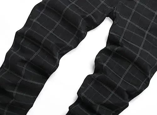 TENGINE Plaid Pants for Men, Mens Skinny Stretch Slim fit Chinos Golf Business Dress Casual Pants - 3
