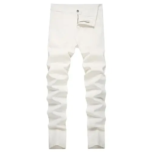 TENGINE Plaid Pants for Men, Mens Skinny Stretch Slim fit Chinos Golf Business Dress Casual Pants - TENGINE
