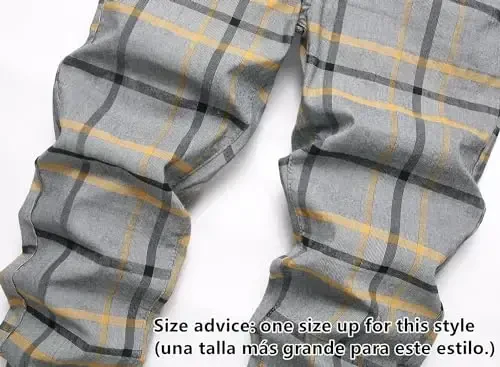 TENGINE Plaid Pants for Men, Mens Skinny Stretch Slim fit Chinos Golf Business Dress Casual Pants - 3