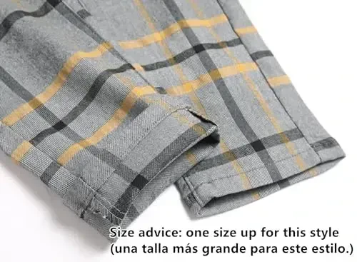 TENGINE Plaid Pants for Men, Mens Skinny Stretch Slim fit Chinos Golf Business Dress Casual Pants - 7