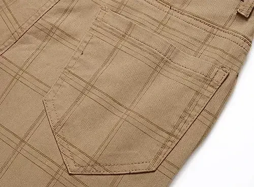 TENGINE Plaid Pants for Men, Mens Skinny Stretch Slim fit Chinos Golf Business Dress Casual Pants - 5