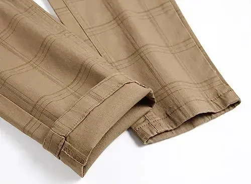 TENGINE Plaid Pants for Men, Mens Skinny Stretch Slim fit Chinos Golf Business Dress Casual Pants - 6