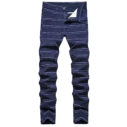 TENGINE Plaid Pants for Men, Mens Skinny Stretch Slim fit Chinos Golf Business Dress Casual Pants - MODAZONE