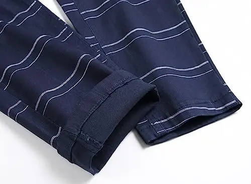 TENGINE Plaid Pants for Men, Mens Skinny Stretch Slim fit Chinos Golf Business Dress Casual Pants - 4