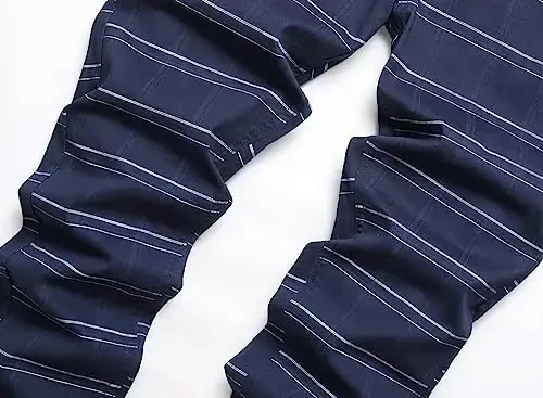 TENGINE Plaid Pants for Men, Mens Skinny Stretch Slim fit Chinos Golf Business Dress Casual Pants - 3