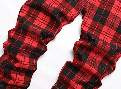 TENGINE Plaid Pants for Men, Mens Skinny Stretch Slim fit Chinos Golf Business Dress Casual Pants - 3