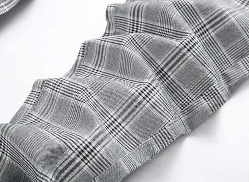 TENGINE Plaid Pants for Men, Mens Skinny Stretch Slim fit Chinos Golf Business Dress Casual Pants - 3