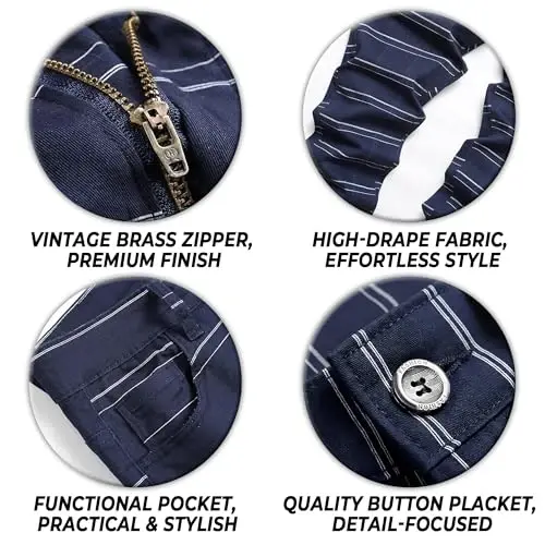 TENGINE Plaid Pants for Men, Mens Skinny Stretch Slim fit Chinos Golf Business Dress Casual Pants - 4