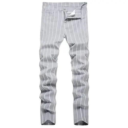 TENGINE Plaid Pants for Men, Mens Skinny Stretch Slim fit Chinos Golf Business Dress Casual Pants - 5
