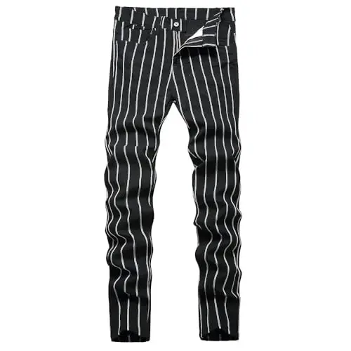 TENGINE Plaid Pants for Men, Mens Skinny Stretch Slim fit Chinos Golf Business Dress Casual Pants 
