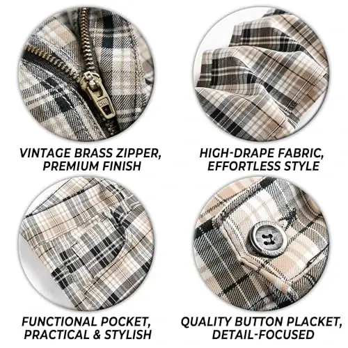 TENGINE Plaid Pants for Men, Mens Skinny Stretch Slim fit Chinos Golf Business Dress Casual Pants - 4