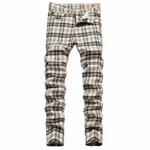 TENGINE Plaid Pants for Men, Mens Skinny Stretch Slim fit Chinos Golf Business Dress Casual Pants - 5