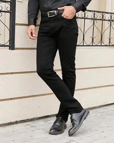 TENGINE Plaid Pants for Men, Mens Skinny Stretch Slim fit Chinos Golf Business Dress Casual Pants - 3
