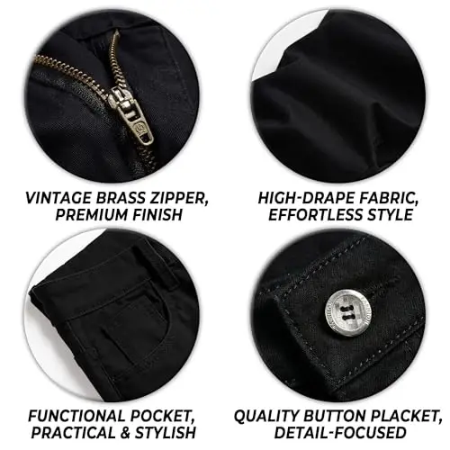 TENGINE Plaid Pants for Men, Mens Skinny Stretch Slim fit Chinos Golf Business Dress Casual Pants - 5