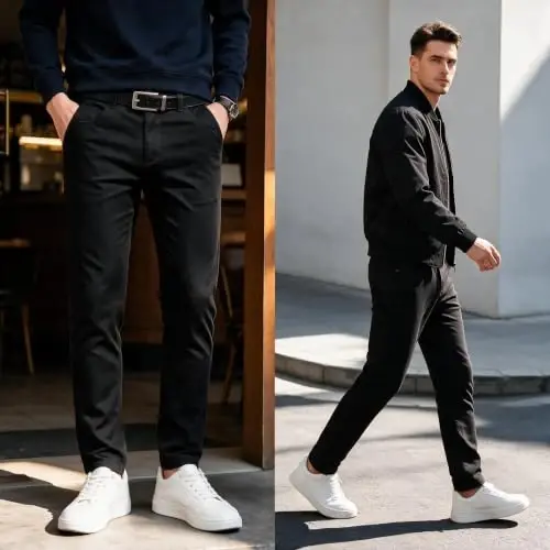 TENGINE Plaid Pants for Men, Mens Skinny Stretch Slim fit Chinos Golf Business Dress Casual Pants - TENGINE (1)