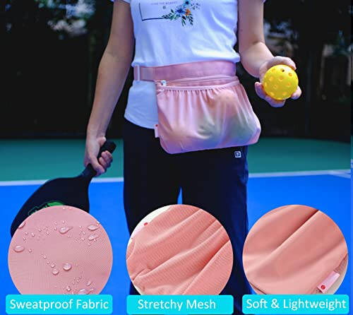TOPJUM Tennis Ball Holder, Pickleball Holder Bag for Women, Men & Teens, Ball Pouch, Mesh Waist Hip Bag Carrier, Easy Holding 6-8 Pickle Balls or Tennis, Versatile Accessories & Gifts - 2
