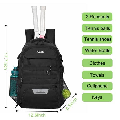 Tennis Bag for Men Women 2 Racket Backpack - 2