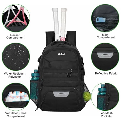 Tennis Bag for Men Women 2 Racket Backpack - 3