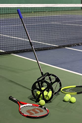 Tennis Ball Hopper for Tennis Coaches and Players, Schools and Clubs, Tennis Court Equipment/Accessory (55 Balls Capacity Wheel Roll-Over) - 4