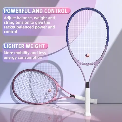 Tennis kattalari uchun raketkalar 27 dyuymli tennis raketkalari to'plami Tennis raketkasi Tennis to'plari Overgrips Titrashni yutuvchi Tennis sumkasi - 5
