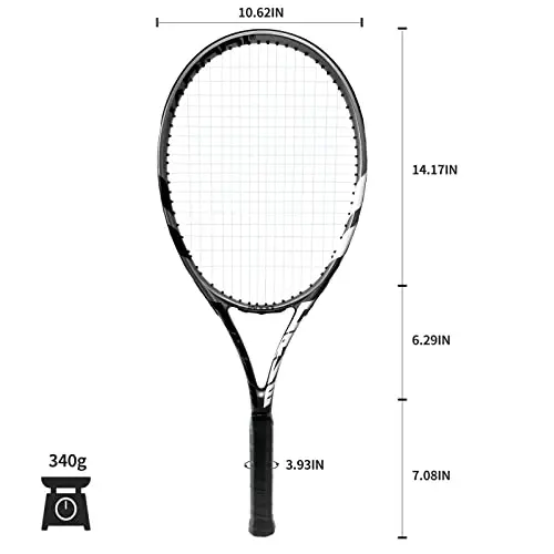 Tennis kattalari uchun raketkalar, oldindan torlangan 27 dyuymli tennis raketkalari - 3 ta to'p, 2 ta tutqich, 2 ta vibratsiyani susaytirgichli 2 o'yinchi uchun tennis raketka to'plami - 6