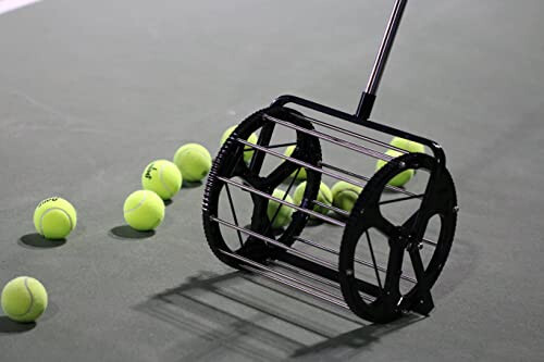 Tennis murabbiylari va o'yinchilari, maktablar va klublar uchun tennis to'pi hopper, tennis kort uskunalari/aksessuari (55 ta to'p sig'imli g'ildirakli aylanish) - 2