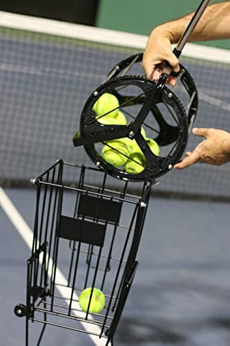 Tennis murabbiylari va o'yinchilari, maktablar va klublar uchun tennis to'pi hopper, tennis kort uskunalari/aksessuari (55 ta to'p sig'imli g'ildirakli aylanish) - 3