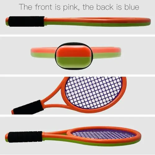 Tennis Racket Set for Children, 17 Inch Racquet with 1 Tennis Balls, 4 Badminton Shuttlecocks and 3 Soft Balls for Toddler Indoor/Outdoor Sports - 3