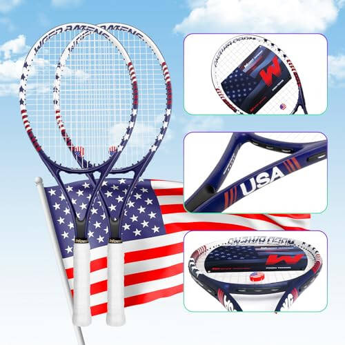 Tennis Rackets for Adults 27 Inch Tennis Racquets Set Included Tennis Racket Tennis Balls Overgrips Vibration Dampers Tennis Bag - 2