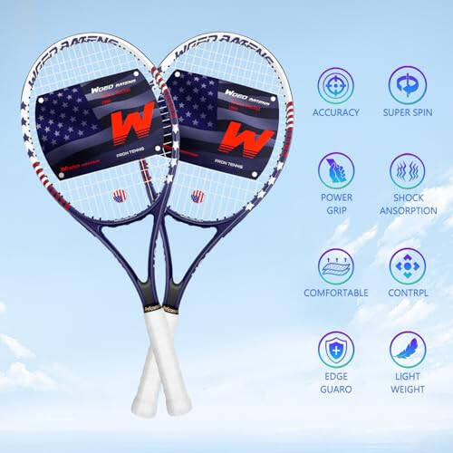 Tennis Rackets for Adults 27 Inch Tennis Racquets Set Included Tennis Racket Tennis Balls Overgrips Vibration Dampers Tennis Bag - 3