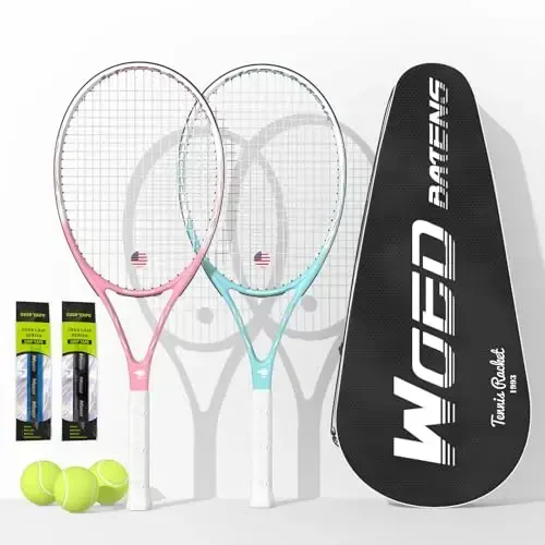 Tennis Rackets for Adults 27 Inch Tennis Racquets Set Included Tennis Racket Tennis Balls Overgrips Vibration Dampers Tennis Bag - 1
