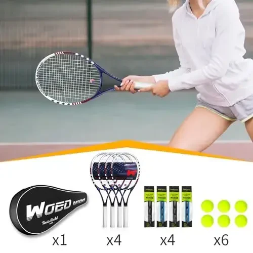 Tennis Rackets for Adults 27 Inch Tennis Racquets Set Included Tennis Racket Tennis Balls Overgrips Vibration Dampers Tennis Bag - 5