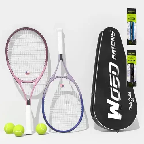Tennis Rackets for Adults 27 Inch Tennis Racquets Set Included Tennis Racket Tennis Balls Overgrips Vibration Dampers Tennis Bag - MODAZONE