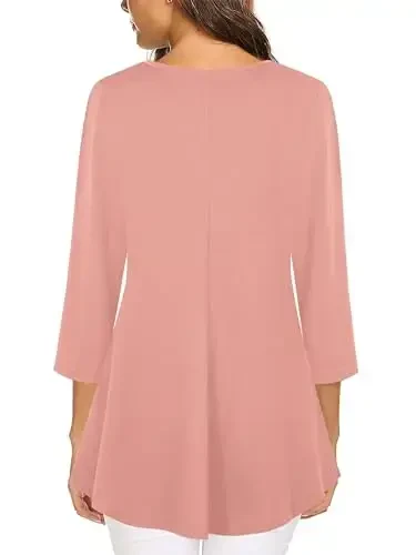 Тенниски с рукавом 3/4 для женщин Нарядные туники Повседневная одежда с цветочным принтом - 3