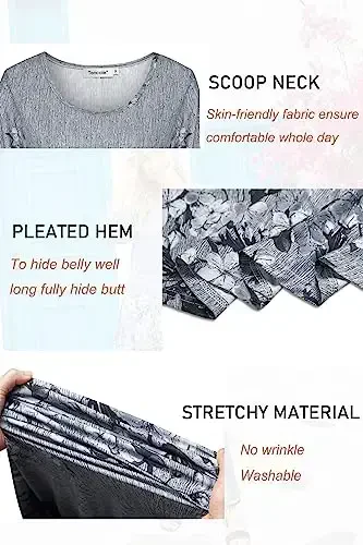 Теннисные рубашки с рукавом 3/4 для женщин Нарядные туники Повседневная одежда с цветочным принтом - 4