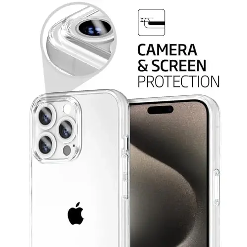 TENOC Чехол для телефона, совместимый с iPhone 15 Pro Max, прозрачный противоударный защитный бампер, тонкий чехол для 6,7 дюймов - 4