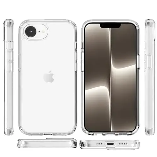 TENOC Чехол для телефона, совместимый с iPhone 16e, прозрачный чехол с защитой от пожелтения, защитный бампер, жесткая задняя крышка для 6,1 дюйма - 3