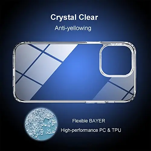 TENOC Phone Case Compatible with iPhone 15, Clear Case Anti-Yellowing Protective Bumper Hard Back Cover for 6.1 Inch - 5