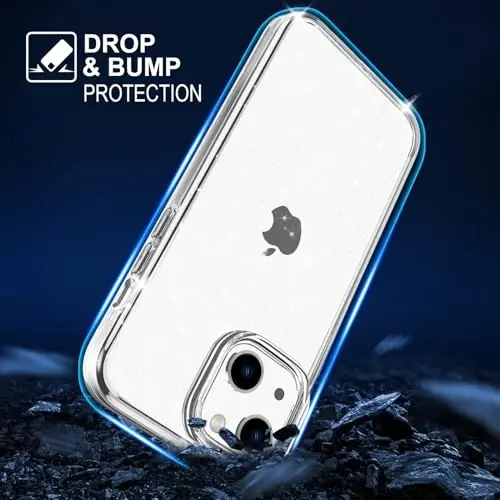 TENOC Phone Case Compatible with iPhone 15, Glitter Case Clear Sparkling Protective Bumper Cute Cover for Girls Women - 4