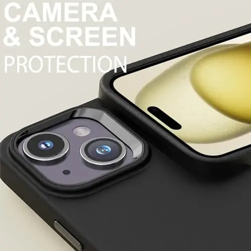 TENOC iPhone 15 Plus bilan mos keluvchi telefon qutisi, qora g'ilof barmoq izlariga qarshi himoya bamperi mat qoplamasi 6,7 ​​dyuym uchun - 3